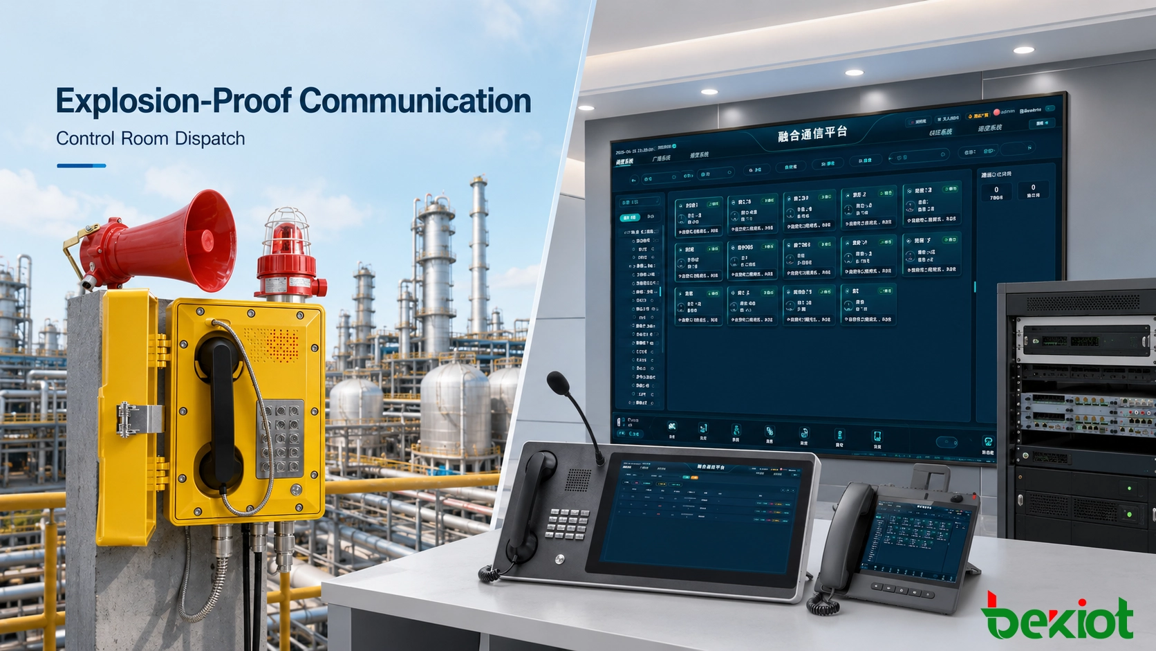 Wie werden explosionsgeschützte Telefone in petrochemischen Anlagen in die Dispositionssysteme der Leitstelle integriert?