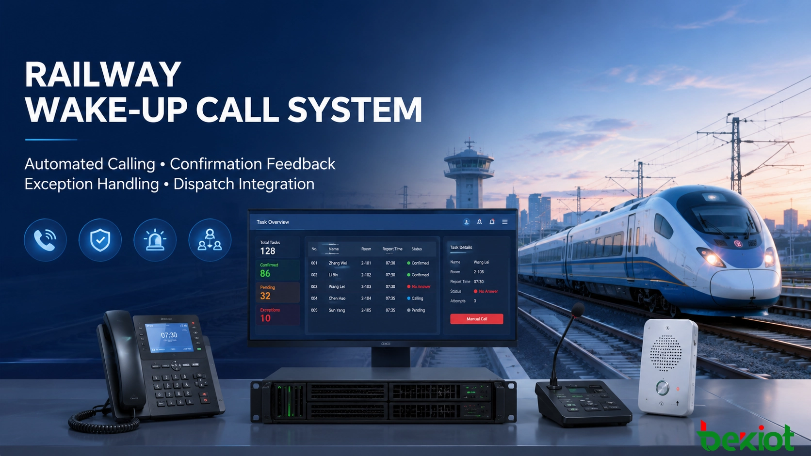 Railway Wake-Up-Call-System: Automatische Anrufe, Bestätigungsrückmeldung und Leitstellenintegration